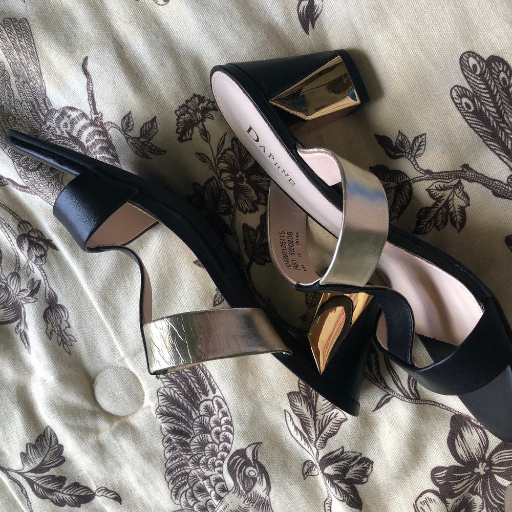 Beautiful gold-dipped block heels